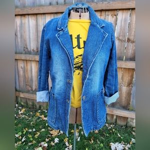 Vintage Y2K Bonjour Denim Blazer, Size Medium